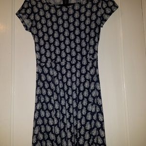 Michael Kors Navy and White Midi Dress